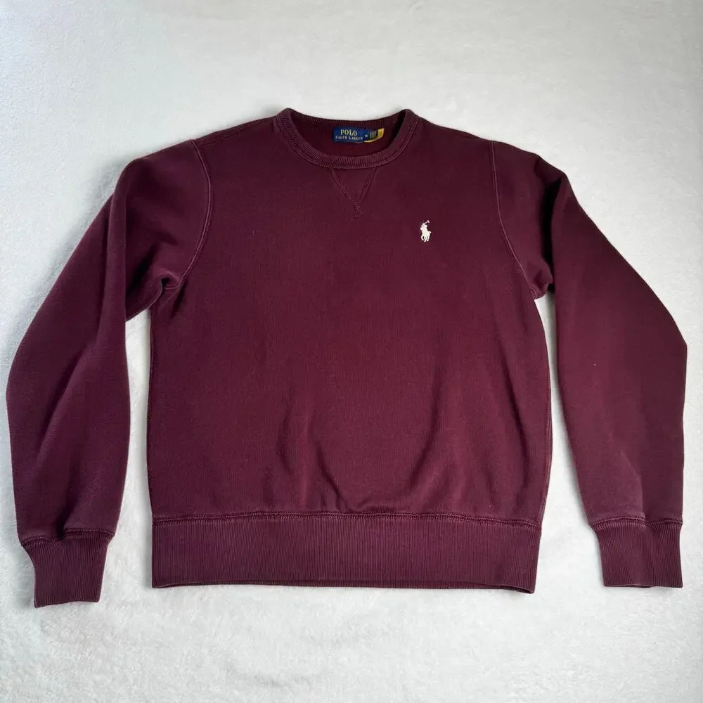 Polo Ralph Lauren Burgundy Crewneck Sweatshirt Fleece Pony Logo Size Medium